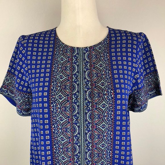 Madewell Short Sleeve Ascot Grid Blouse - Picture 8 of 8